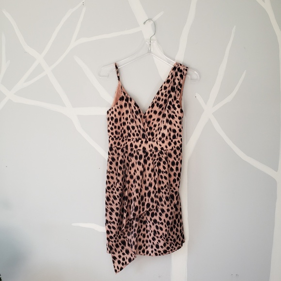 Pink Coral Leopard print asymmetrical dress - Picture 2 of 6
